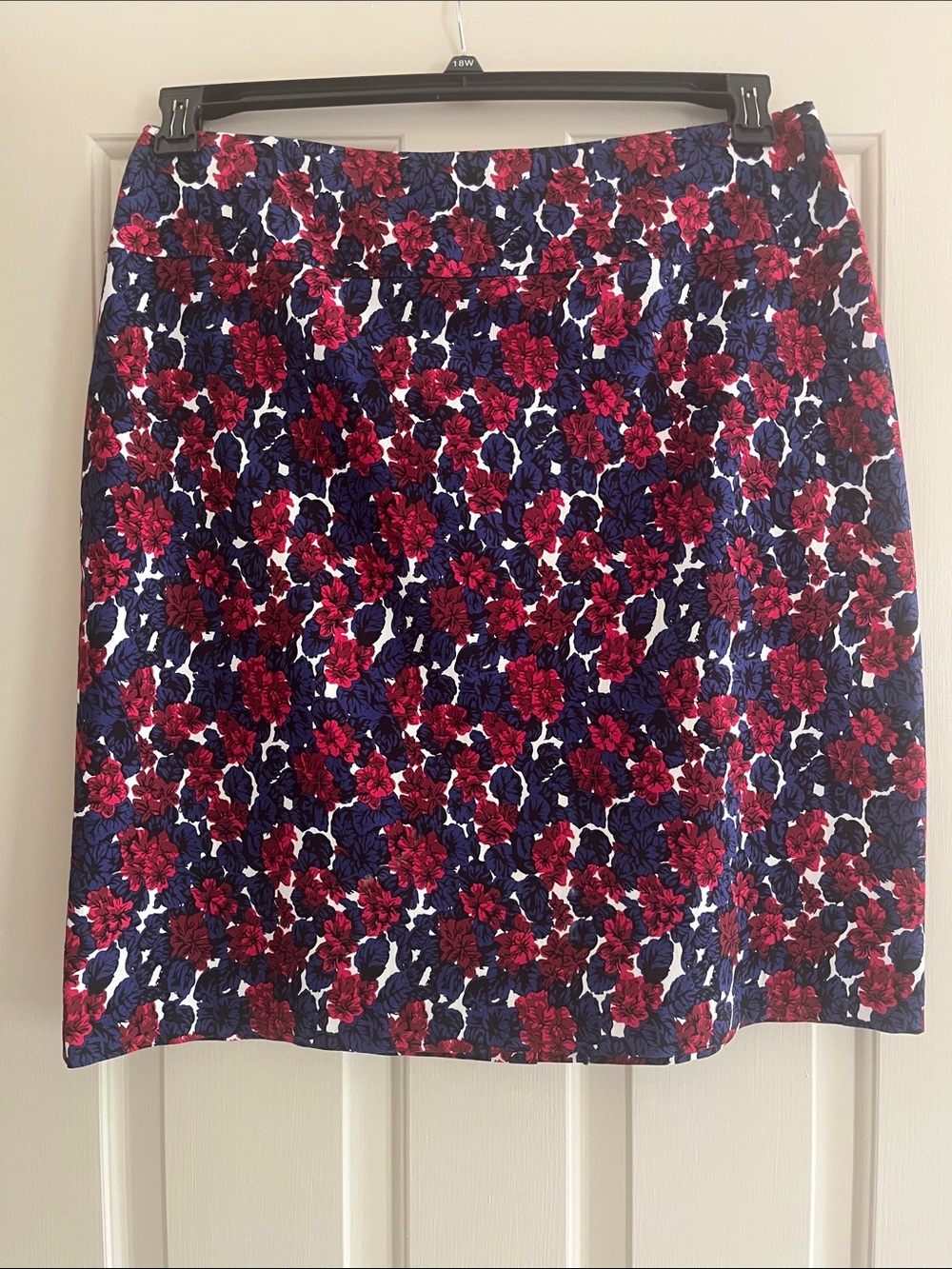 Margaret M Floral A-Line Skirt in Navy and Burgundy